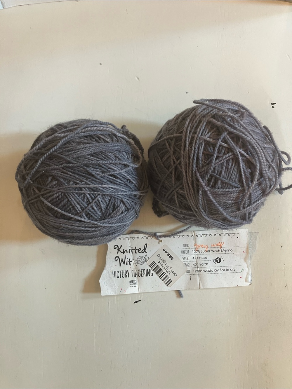 Knitted Wit - 2 Balls of Fingering Weight Super Wash Merino Yarn